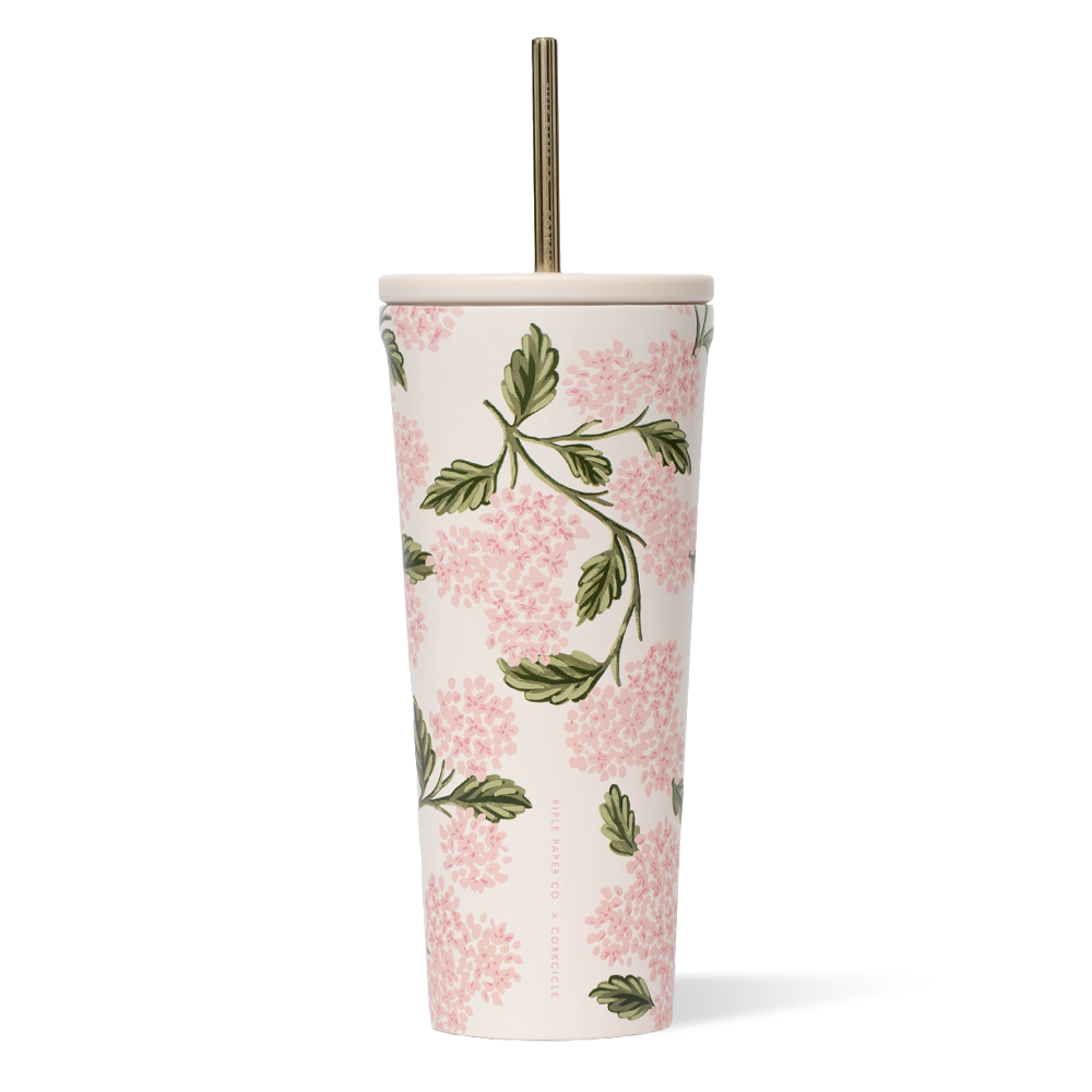 Rifle Paper Co. Cold Cup - Premium Daily Set Fit - 24oz / Pink Hydrangea